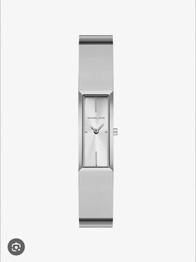 Michael Kors Silver Tone Slim Rectangular Bangle Watch